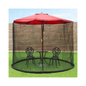 7-10ft Black Patio Umbrella Mosquito Net with High-Quality Polyester Mesh