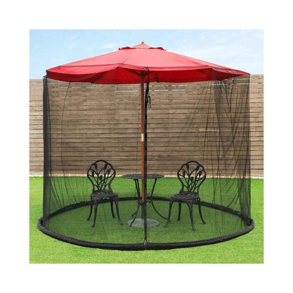 7-10ft Black Patio Umbrella Mosquito Net with High-Quality Polyester Mesh