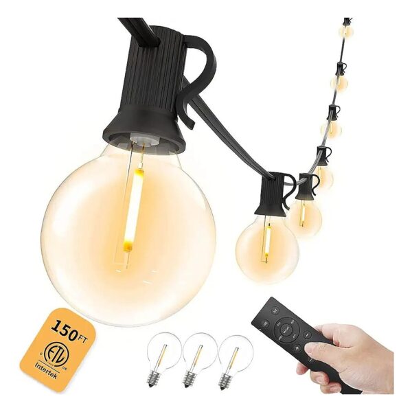 75 Shatterproof LED Bulbs Outdoor String Lights with Remote Control and Waterproof Design