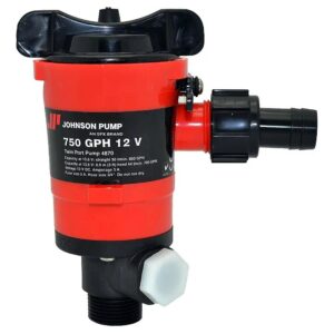 750 GPH Aerator Livewell Pump with Black Plastic Housing and Twin Outlets