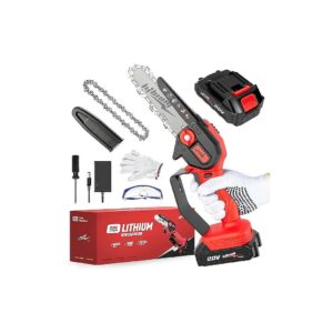 750 Watts Powerful Cordless Mini Chainsaw with 20V Max Battery and 6 Inch Chain