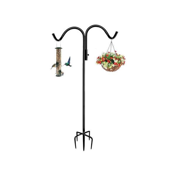 76 Inch Adjustable Shepherd Hook Stand for Outdoor Birdhouses, Feeders, and Solar Lights