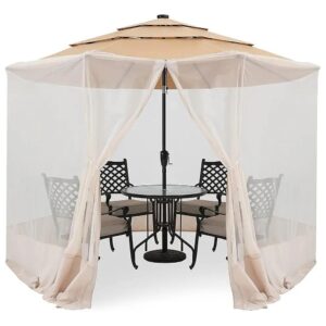 7-9FT Patio Umbrella Netting with Adjustable Top and 8 Sandbags for Outdoor Use