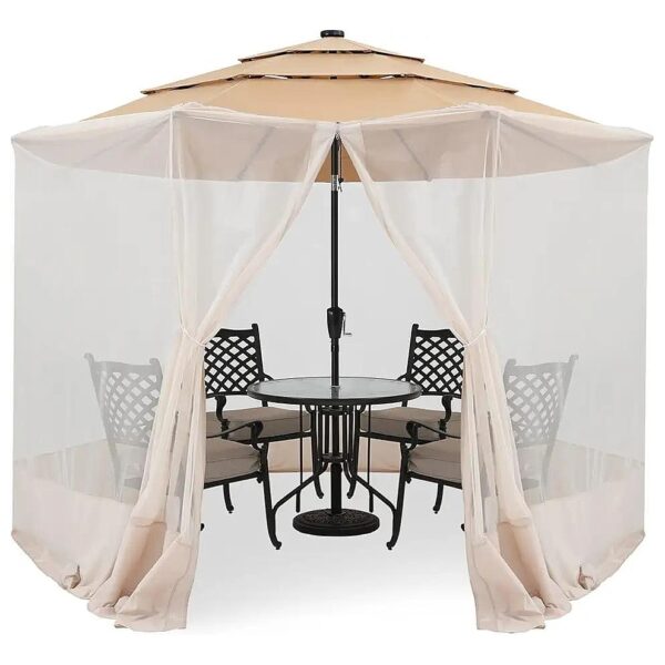 7-9FT Patio Umbrella Netting with Adjustable Top and 8 Sandbags for Outdoor Use