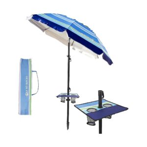 7ft Windproof Beach Umbrella for Sand with UPF 50+, Tilt Pole and Sand Anchor