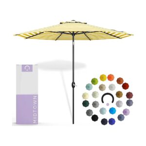 8 Feet Round Patio Umbrella with Auto-Tilt and Kevlar Cord for Patio, Garden, or Pool