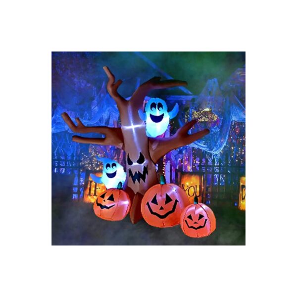 8 Foot Halloween Inflatable Tree with Ghosts and Pumpkins for Party and Home Decoration