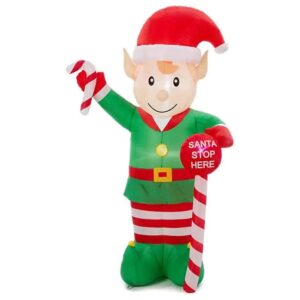 8 Foot Tall Inflatable Elf with LED Lights and Self Inflating Design for Easy Setup