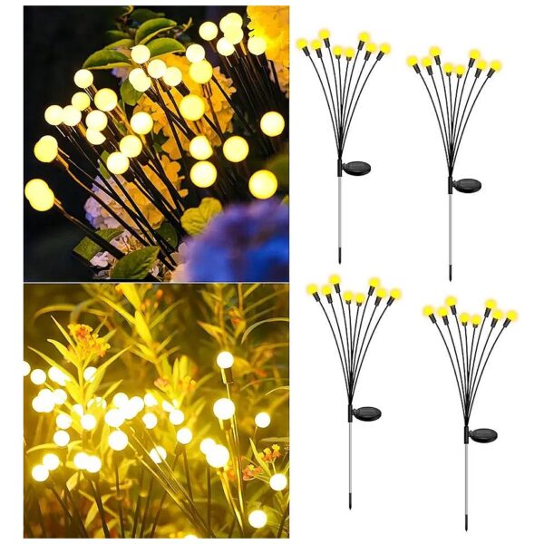 8 LED Solar Firefly Lights for Patio Pathway and Garden Lighting