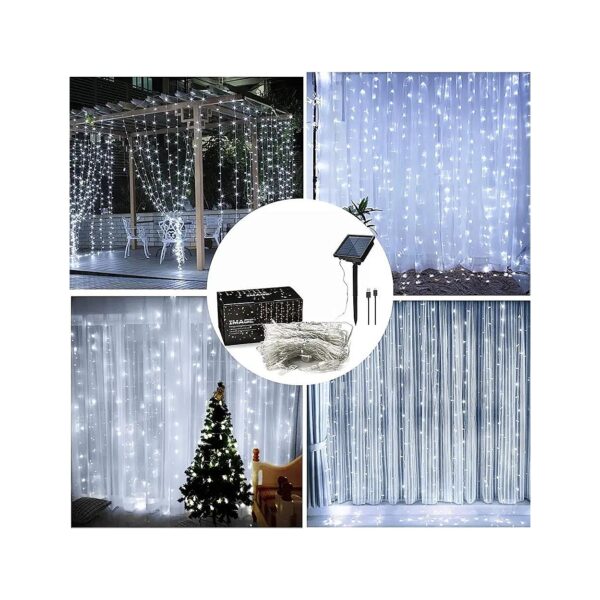 8 Modes Solar String Lights with White LED Lights for Wedding Party Home Decoration