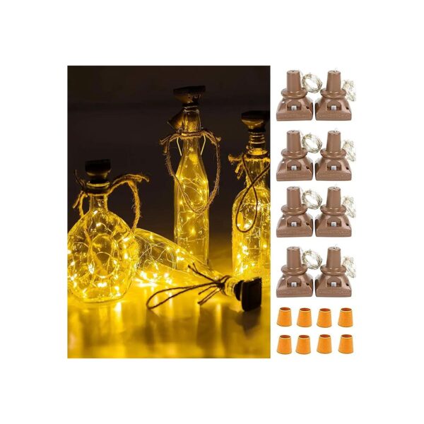 8 Pack 20 LED Cork Lights Waterproof