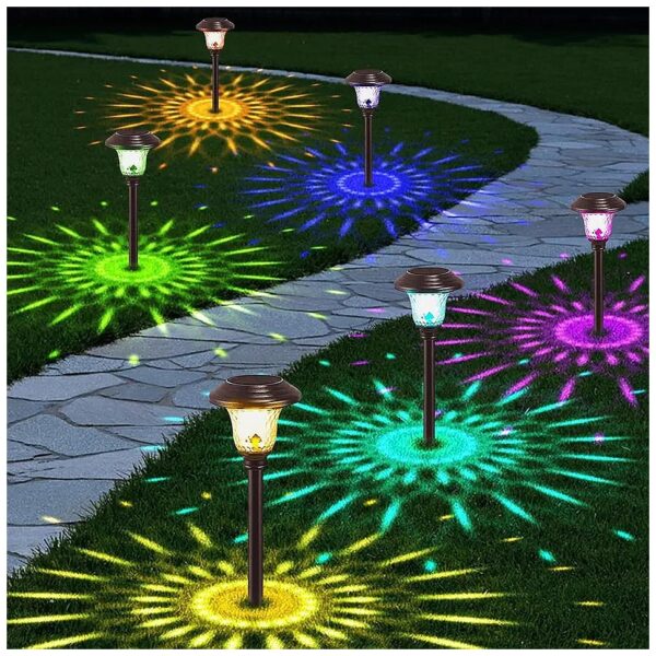 8 Pack Decorative Glass Metal Solar Powered Pathway Lights