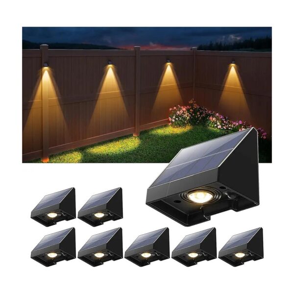 8 Pack Solar Powered Led Wall Lamp for Outdoor Waterproof Lighting with Energy Efficiency