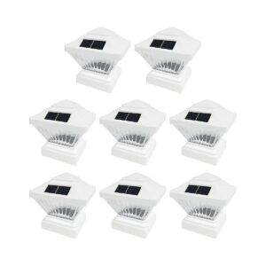 8 Pack White Modern LED Deck Cap Lights for Patio Garden Lawn