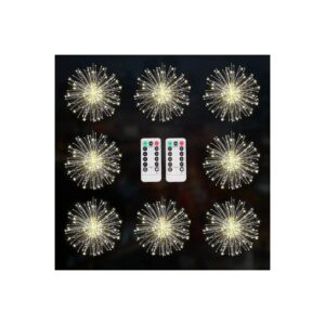 8 Piece Copper LED Firework Christmas Lights - Waterproof Outdoor Fairy Lights