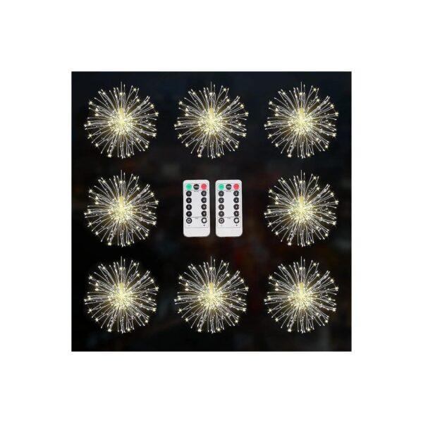 8 Piece Copper LED Firework Christmas Lights - Waterproof Outdoor Fairy Lights