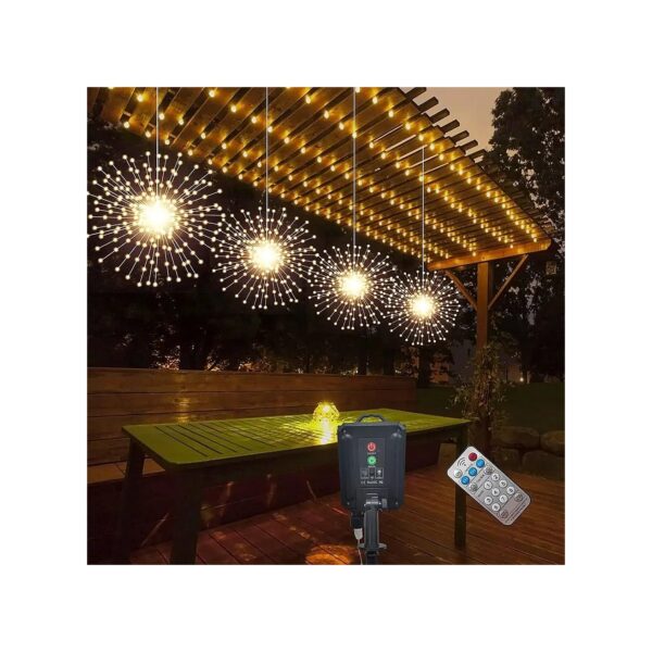 800 LED Solar Firework Lights with Copper Wire and Flashing Modes for Patios and Parties