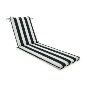 80x23x3 Black White Cabana Stripe Indoor Outdoor Chaise Lounge Cushion