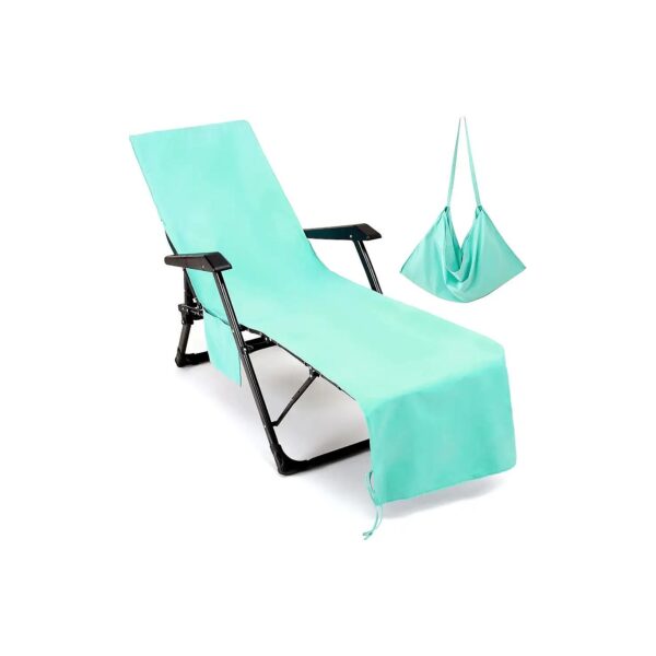 85 x 30 inch Green Microfiber Beach Chair Cover Soft Quick Dry Chaise Towel Cover