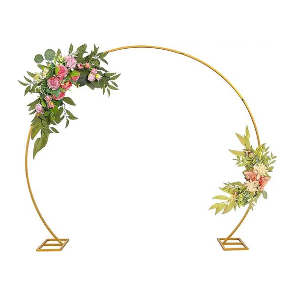 8FT Gold Metal Round Balloon Arch Frame Stand for Wedding Ceremony Decorations