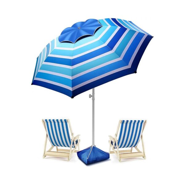 8FT Outdoor Umbrella with Wind Resistance and Sandbag Base for Beach and Yard