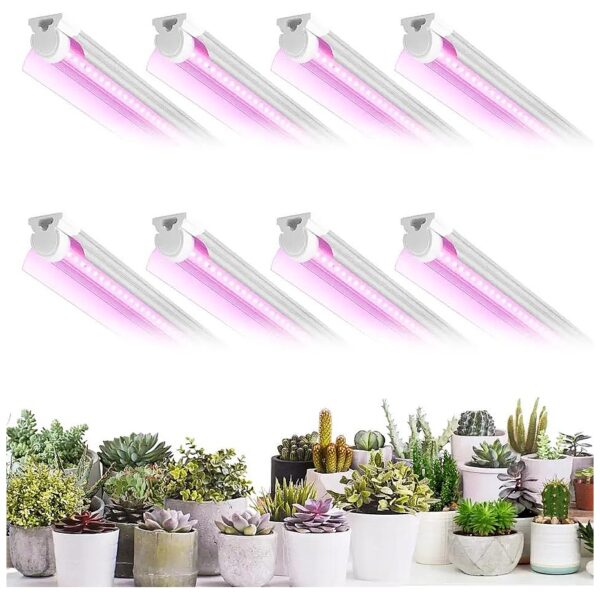 8-Pack LED Grow Light Strips for Indoor Plants, Succulents, and Vegetables with High PPFD