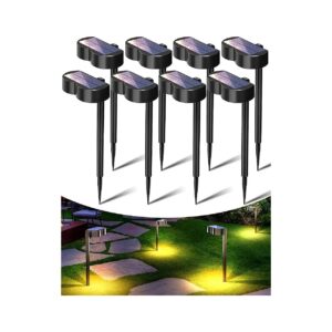 8-Pack Solar Ground Lights with RGBWW Effects for Outdoor Pathway and Driveway Lighting