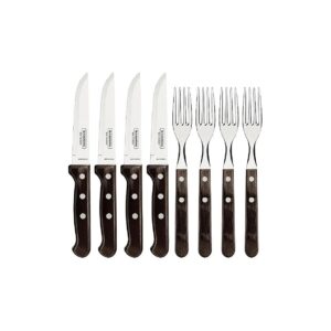 8-Piece Stainless Steel Barbecue Set with Polywood Handles and Table Forks