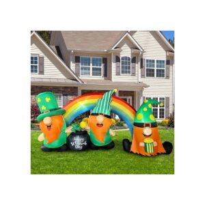 8ft St Patrick's Day Rainbow Gnomes with LED Mini Lights and Inflatable Decoration