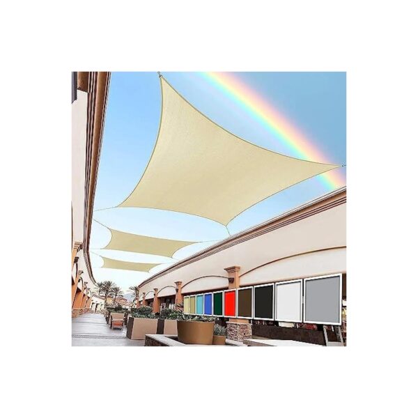 8x12 Rectangle Beige Sun Shade Sail Canopy Outdoor Patio Awning UPF50 UV Blockage