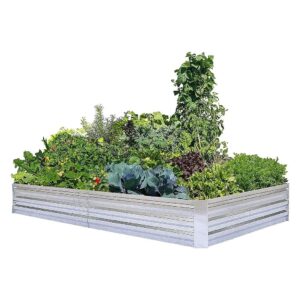 8x4x1ft Metal Plant Box with Open Bottom for Good Drainage and Protection Against Pests