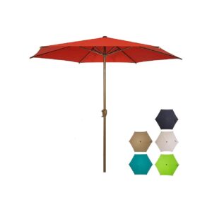 9 FT Dark Red Outdoor Table Umbrella with Adjustable Push Button Tilt and Crank for Patio