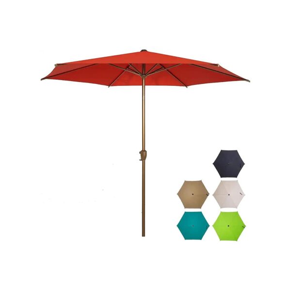 9 FT Dark Red Outdoor Table Umbrella with Adjustable Push Button Tilt and Crank for Patio