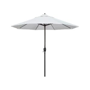 9 Foot Aluminum Market Umbrella with Crank Lift and Auto Tilt in White Olefin