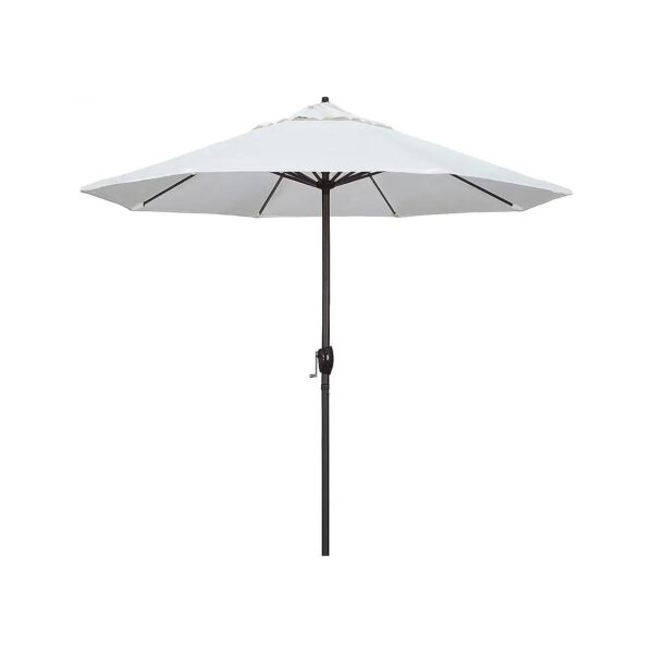 9 Foot Aluminum Market Umbrella with Crank Lift and Auto Tilt in White Olefin