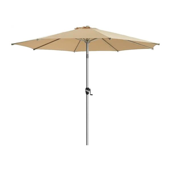 9 Foot Beige Patio Umbrella with Push Button Tilt for Patio or Lawn