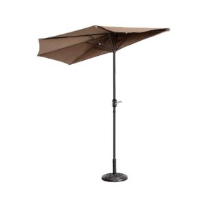 9 Foot Brown Canopy Patio Umbrella with 5 Steel Ribs and Vented Design for Stability