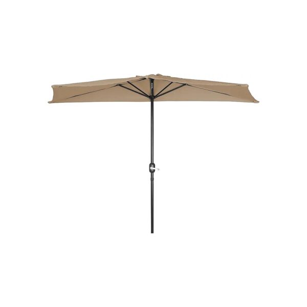 9 Foot Diameter Tan Patio Half Umbrella with 180G Polyester Fabric