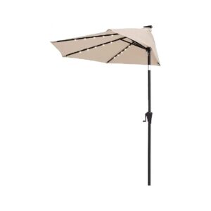 9 Foot Solar Powered Outdoor Market Patio Table Umbrella with LED Rib Lights