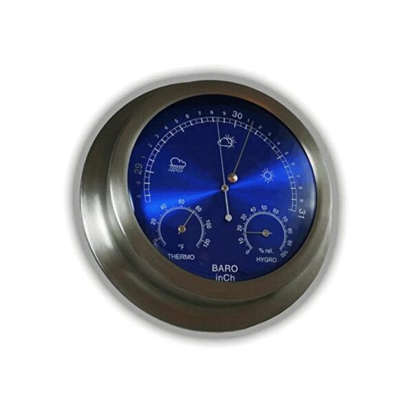 9 Inch Weather Barometer with Temperature and Humidity Display, Brushed Aluminum