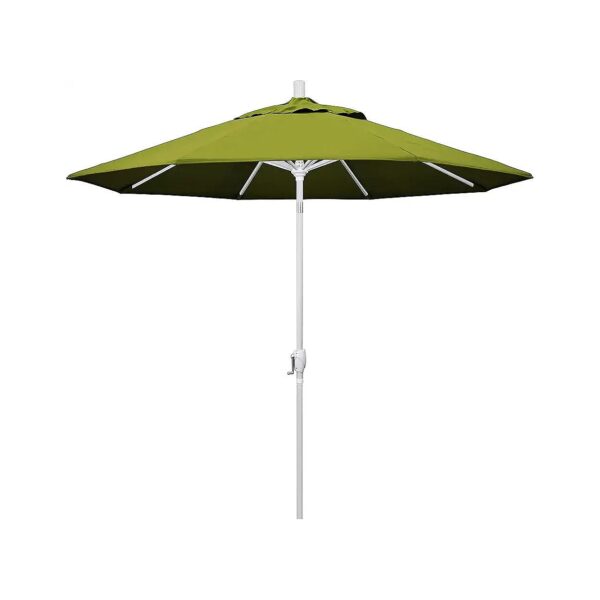 9' Round Aluminum Market Umbrella with Kiwi Olefin Fabric and Crank Lift Mechanism