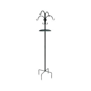 90 Inch Long Black Steel Four Way Bird Feeder Station with Weather Resistant Coating