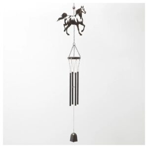 92cm Long Wind Chimes with Silver Horse Figure and Bell for Hanging Garden Decoration