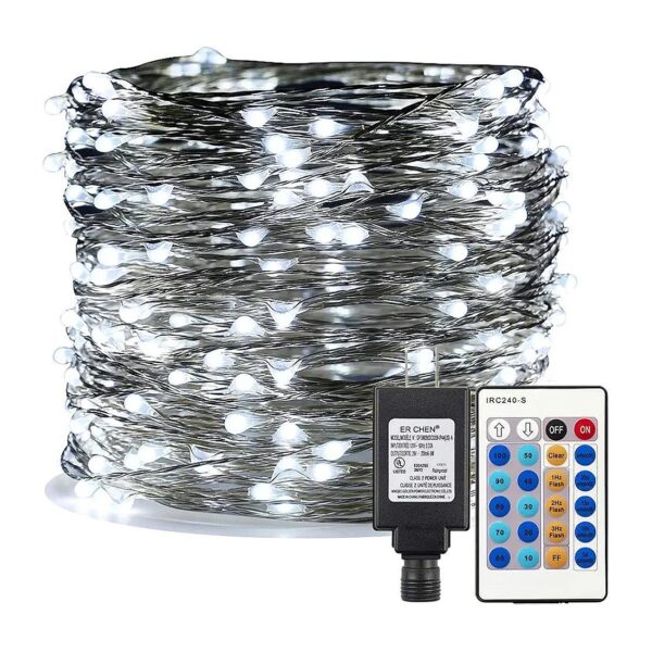 99ft Cool White LED Fairy Lights with Copper Wire and Remote Controller