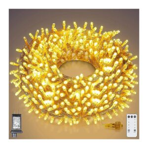 99ft Warm White LED String Lights with Remote Control and 8 Lighting Modes for Home Decor