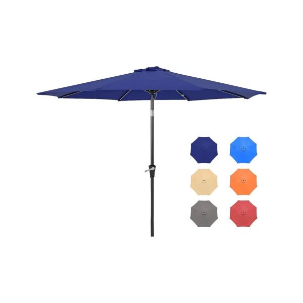 9FT Navy Blue Patio Umbrella with Tilt Adjustment and Crank Lift System