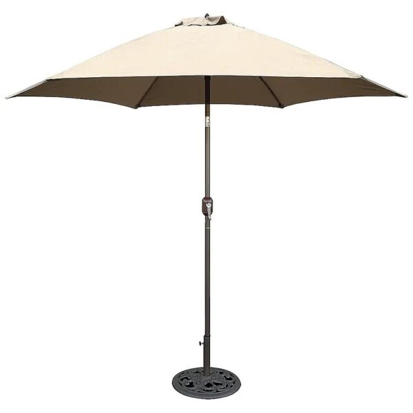 9-Foot Bronze Aluminum Patio Umbrella with Beige Polyester Cover for Patio Furniture