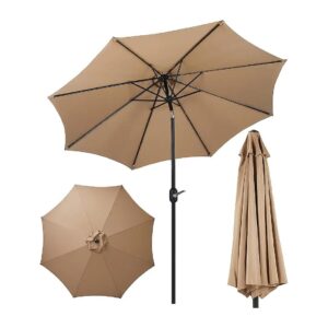 9-Foot Outdoor Patio Umbrella with Crank and Tilt Mechanism for Shade and Wind Protection