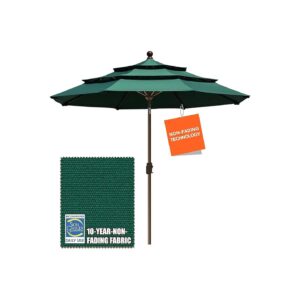 9Ft Forest Green Wind-Resistant Outdoor Umbrella with Multiple Vents for Stability