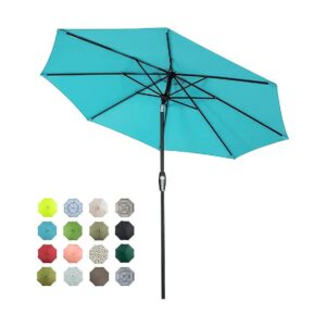 9ft Turquoise Patio Market Outdoor Table Umbrella with Auto Tilt and Crank